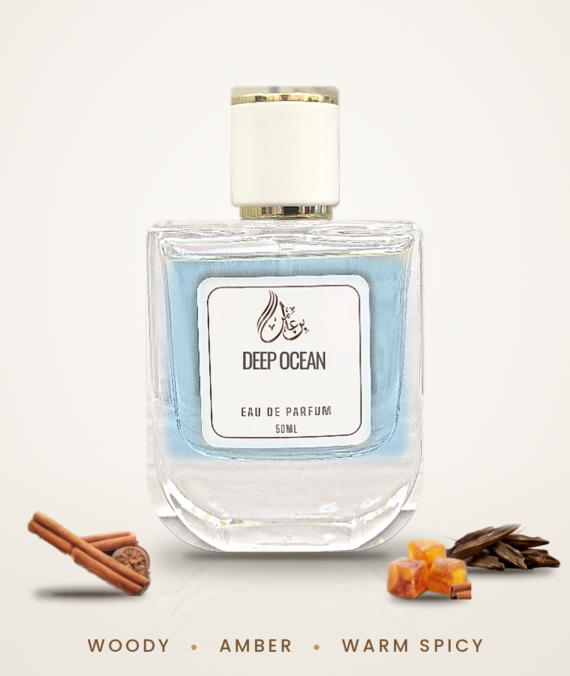 Deep Ocean woody aromatic perfume for men bottle